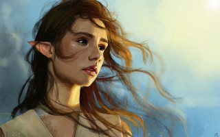 Woman elf fantasy sky floating - charlie bowater free wallpaper