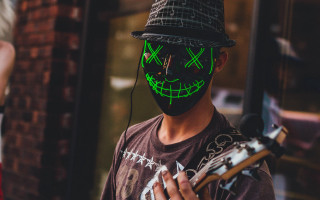 Man mask guitar hat smile - derek zabrocki free wallpaper