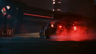 Car night fog neon cyberpunk - cinematic focus free wallpaper