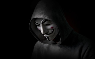 Masked hoodie dark red light - free cyberpunk wallpaper for desktop