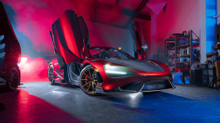 Red sports car garage open 3 - the door open free wallpaper