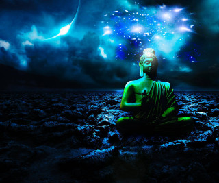 Buddha statue field stars planets - a buddha statue free wallpaper