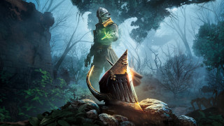 Forest demon archer green sword - a sword in a forest free wallpaper