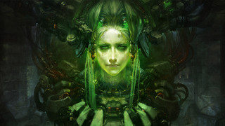 Green hair green face cyberpunk - a green face free wallpaper