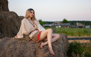 Haybale field blonde japanese cosplay - cosplay free wallpaper