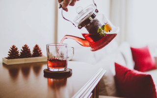 Pouring drink glass table pinecones - a drink free wallpaper for desktop