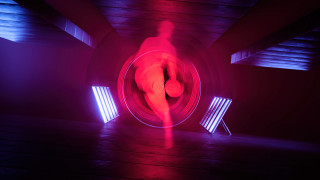 Red light futurism chair solo - a red light in the middle of it free wallpaper