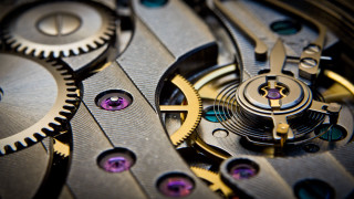 Purple eye watch gold movement - steampunk free wallpaper for desktop