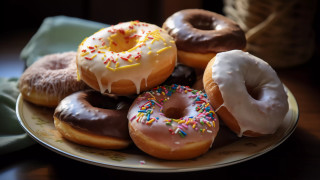 Donuts plate toppings napkin photorealism - a napkin free wallpaper