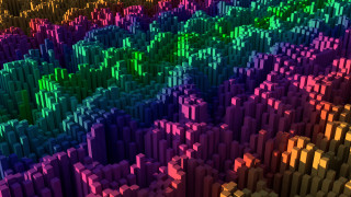 Colorful blocks rainbow generative raytraced - varying size and shapes free wallpaper