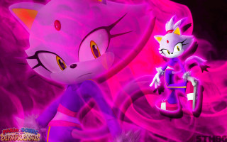 Cartoon cat pink background purple - synchromism free wallpaper