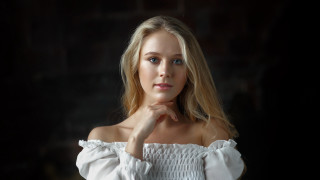 Emma geary white dress portrait 2 - under her chin free wallpaper