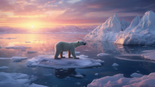 Polar bear ice floet sunset - polar free wallpaper