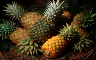 Pineapples basket table photorealism stilllife - arcimboldo free wallpaper