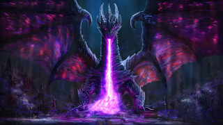 Dragon purple red lights dark - its back leg free wallpaper