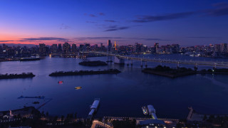 City skyline night bridge river 10 - david diao free wallpaper