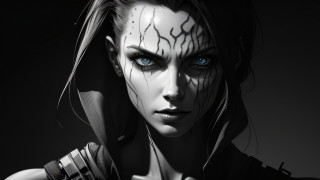 Woman blue eyes gothic knife - cedric peyravernay free wallpaper