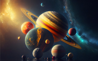 Planets sun stars aurora moon - the sun in the background free wallpaper