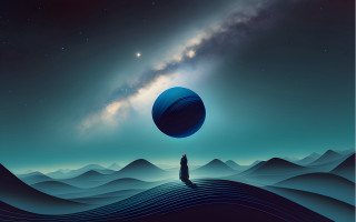 Hill astral planetary digital night - a distant star free wallpaper