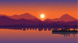 Sunset boat mountains cinematic light - dan mumford free wallpaper