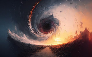 Fire water vortex path sky - a painting of a person free wallpaper