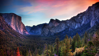 Mountain forest sunset red sky - a red sky free wallpaper for desktop