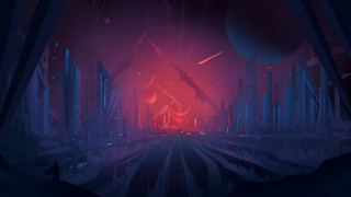 Futuristic city red light tunnel - the end of the tunnel free wallpaper