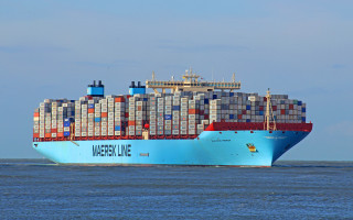 Large blue ship ocean containers - maximalism free wallpaper