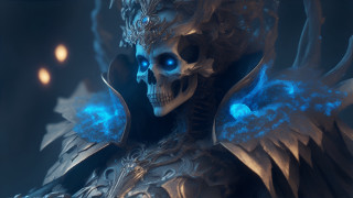 Skeleton wings skull blue lights - its chest free wallpaper