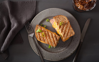 Plate sandwiches fork water napkin - a napkin free wallpaper