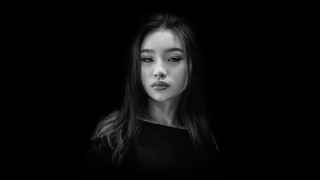 Woman blackhair blackshirt darkportrait chenlu - a picture in the dark free wallpaper