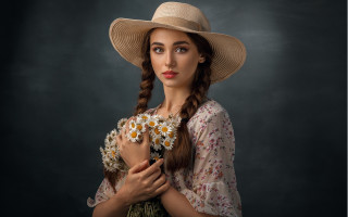 Anna braid hat flower portrait - anna hotchkis free wallpaper for desktop