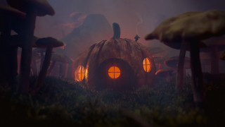Mushrooms house glowing windows halloween - fantasy art free wallpaper