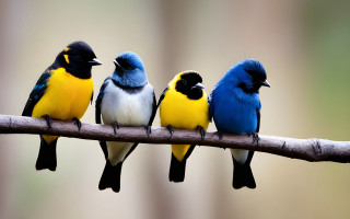 Three birds branch synchromism jigsaw - three bird free wallpaper