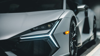 Silver sports car white stripe - detailed face free wallpaper