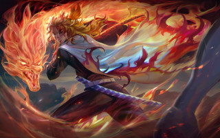 Woman sword dragon fire flames - flame free wallpaper for desktop