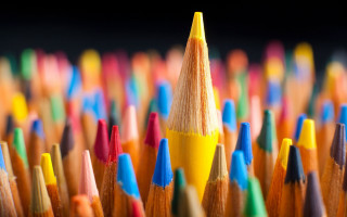 Colored pencils yellow background institutional - in the middle free wallpaper