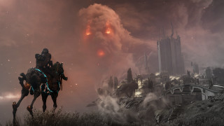 Man horse city firework dusk - huge free wallpaper for desktop