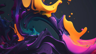Colorful liquid painting black background 2 - liquid free wallpaper