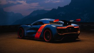 Blue sports car red stripe - a red stripe free wallpaper for desktop