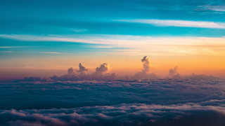 Sunset clouds plane orange blue - arthur pan free wallpaper for desktop