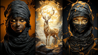 Fantasy deer woman airbrush digital - a series free wallpaper