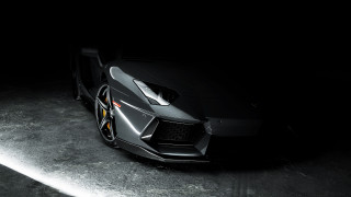 Black sports car hood up 14 - dark background free wallpaper