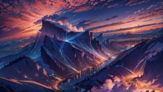 Mountain road night clouds sunset - a sky full free wallpaper