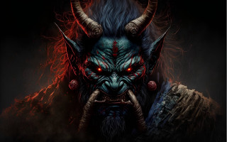 Demonic demon red eyes horns 2 - a demonic demon free wallpaper