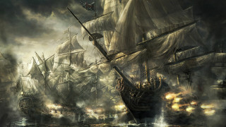 Pirate ship storm background smoke 2 - fitz hugh lane free wallpaper