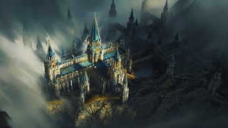 Castle stormy sky city mountains - bastien lecouffedeharme free wallpaper