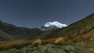 Mountain snow capped peak grass - quito school free wallpaper