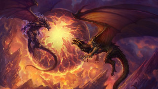 Dragon fight fire ball dark - yellow light free wallpaper