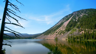 Lake mountain forest sky clouds - a forest in the background free wallpaper for desktop